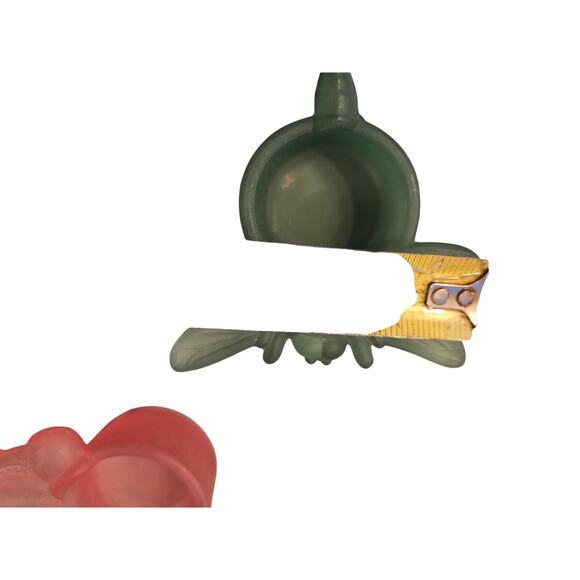 Set of 2 small Frosted Glass Votive Candle holder Green Dragonfly Pink Butterfly - Picture 3 of 6